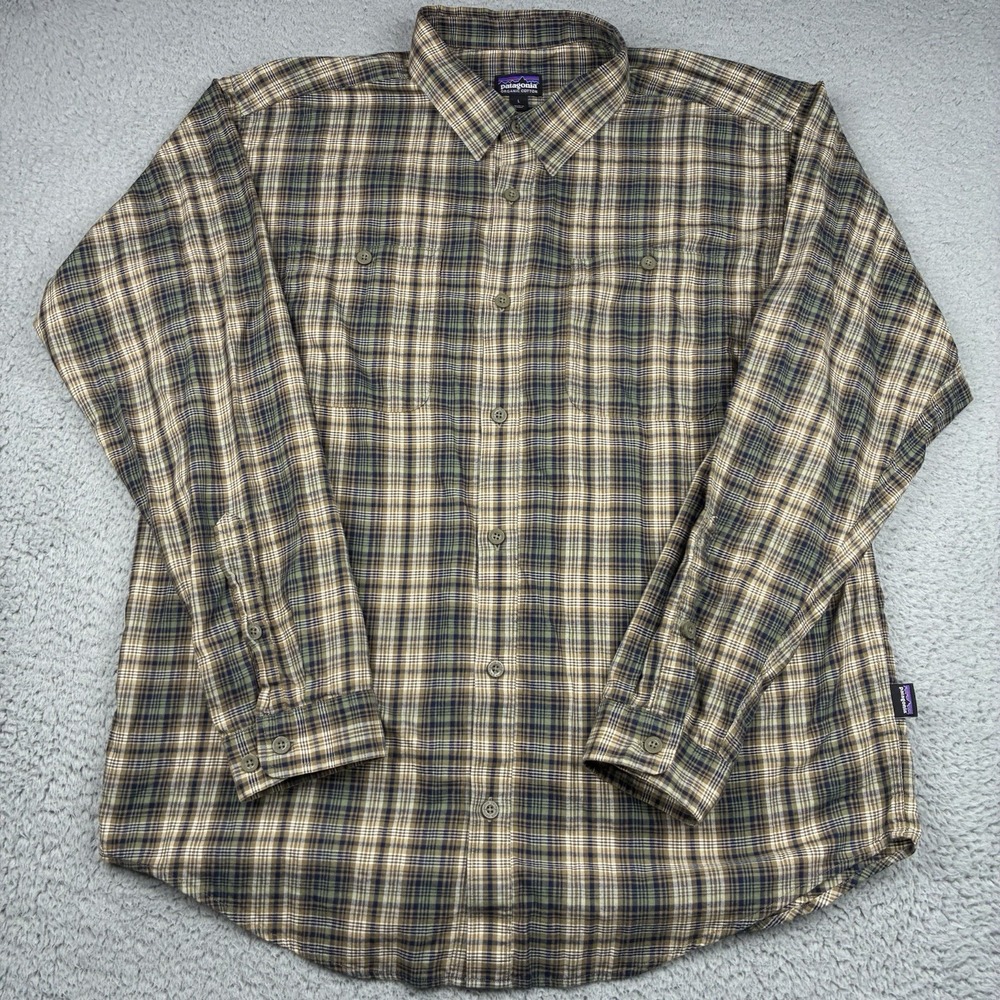 Patagonia Pima Organic Cotton Plaid Button Up Shirt Men's Large 53837